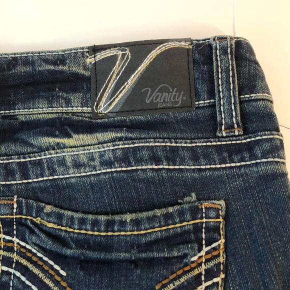 Vanity Jeans Vanity Dakota Distressed Bootcut Jeans 26x33 Blue